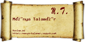 Mánya Talamér névjegykártya